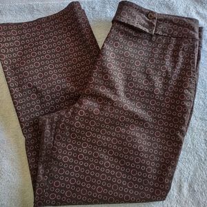 Herman Geist Cropped Pants Black and Pink Circle Pattern Stretch Size 10